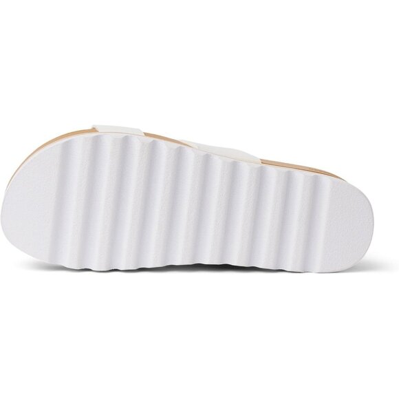 Women's Slide Sandal White Open Toe Slip-on Hi Platform Heel Double Strap - Picture 3 of 7